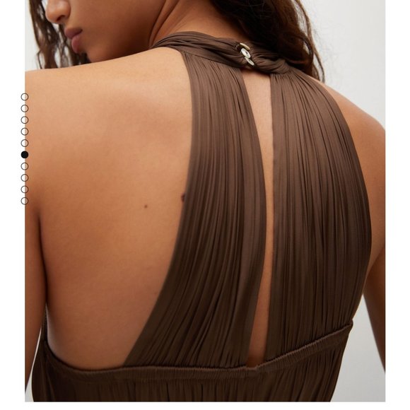 NWT Mango LIMITED EDITION silky look satin jumpsuit in brown - Picture 4 of 10